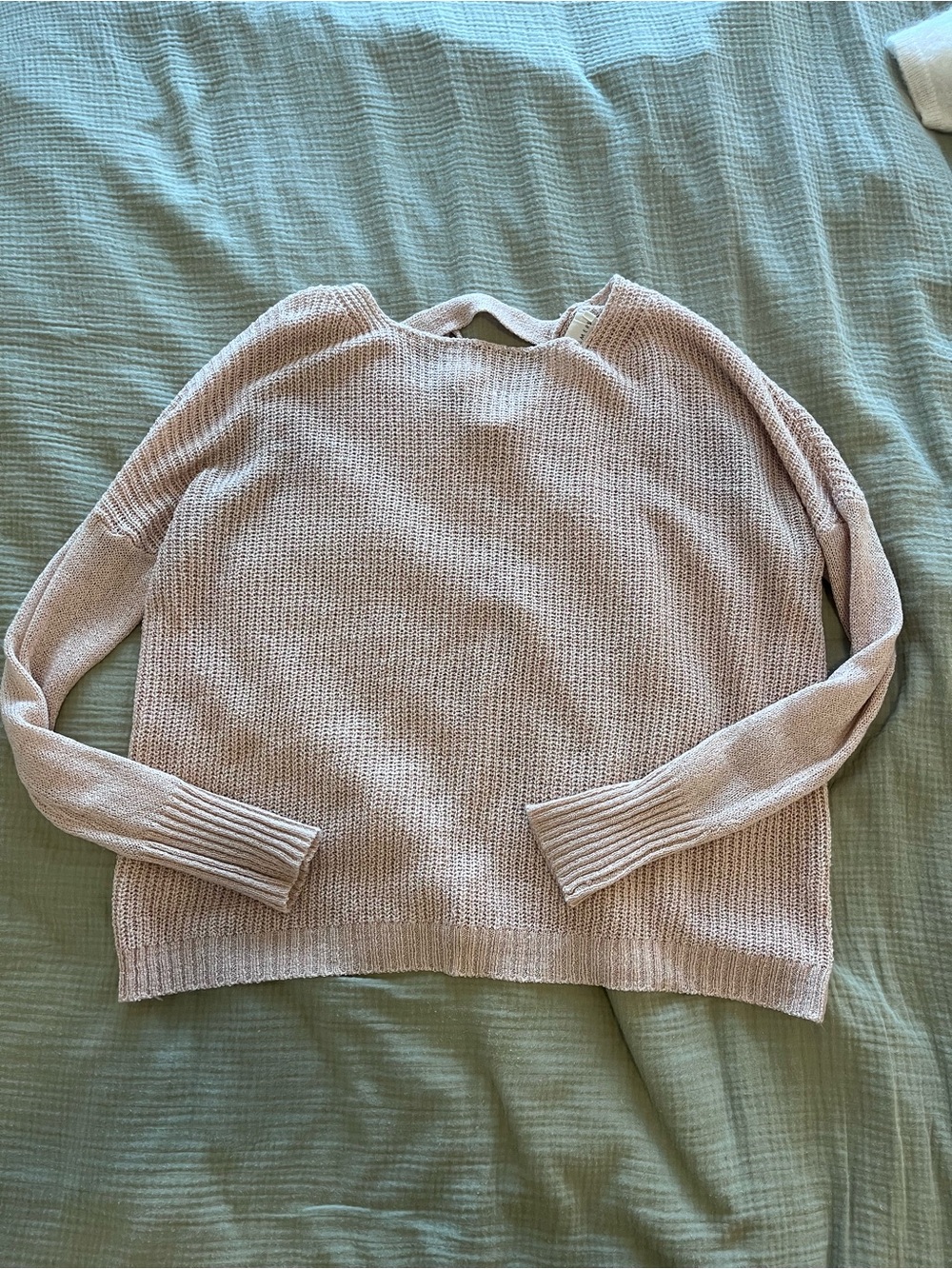 Dreamers Blush Lace-Up Back Knit Sweater M/L
